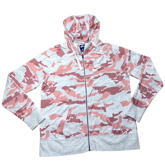 Nike Pink Gray Gym Vintage Full Zip Hoodie Jacket size Large - Picture 1 of 3